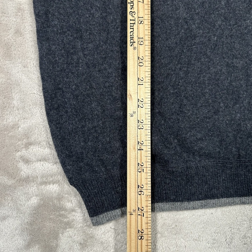 Hammacher Schlemmer Washable Cashmere Sweater Mens XL Navy Blue Preppy Crewneck - Picture 9 of 12